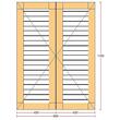 Oblon din lemn esenta pin, deschidere dreapta, feronerie standard, lamele fixe, fara toc, doua canate, 800 mm x 1100 mm