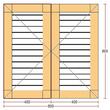 Oblon din lemn esenta pin, deschidere dreapta, feronerie standard, lamele fixe, fara toc, doua canate, 800 mm x 800 mm