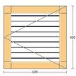 Oblon din lemn esenta pin, deschidere dreapta, feronerie standard, lamele fixe, fara toc, un canat, 600 mm x 600 mm
