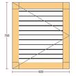 Oblon din lemn esenta pin, deschidere stanga, feronerie standard, lamele fixe, fara toc, un canat, 600 mm x 700 mm