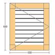 Oblon din lemn esenta pin, deschidere stanga, feronerie standard, lamele fixe, fara toc, un canat, 500 mm x 600 mm