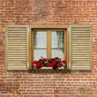 Oblon din lemn esenta pin, deschidere stanga, feronerie standard, lamele fixe, fara toc, doua canate, 800 mm x 800 mm