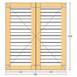 Oblon din lemn esenta pin, deschidere dreapta, feronerie standard, lamele fixe, fara toc, doua canate, 900 mm x 1000 mm