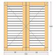 Oblon din lemn esenta pin, deschidere dreapta, feronerie standard, lamele fixe, fara toc, doua canate, 1000 mm x 1000 mm