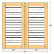 Oblon din lemn esenta pin, deschidere dreapta, feronerie standard, lamele fixe, fara toc, doua canate, 900 mm x 900 mm